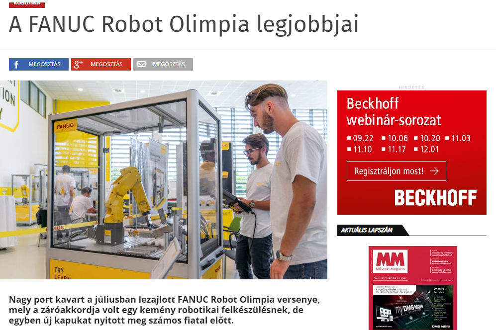 Széchenyi Egyetem robot labor a Műszaki Magazin-ban